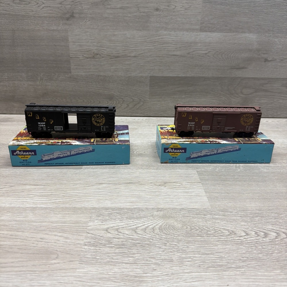 VTG Athearn HO scale "W.A.S.P."  single door boxcar  W/ Original Box Lot Of Two